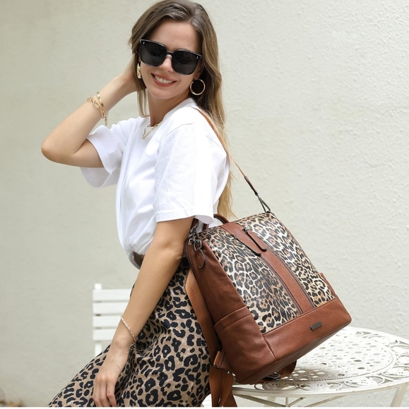 Leopard Print Backpack Handbag - Picture 11 of 11